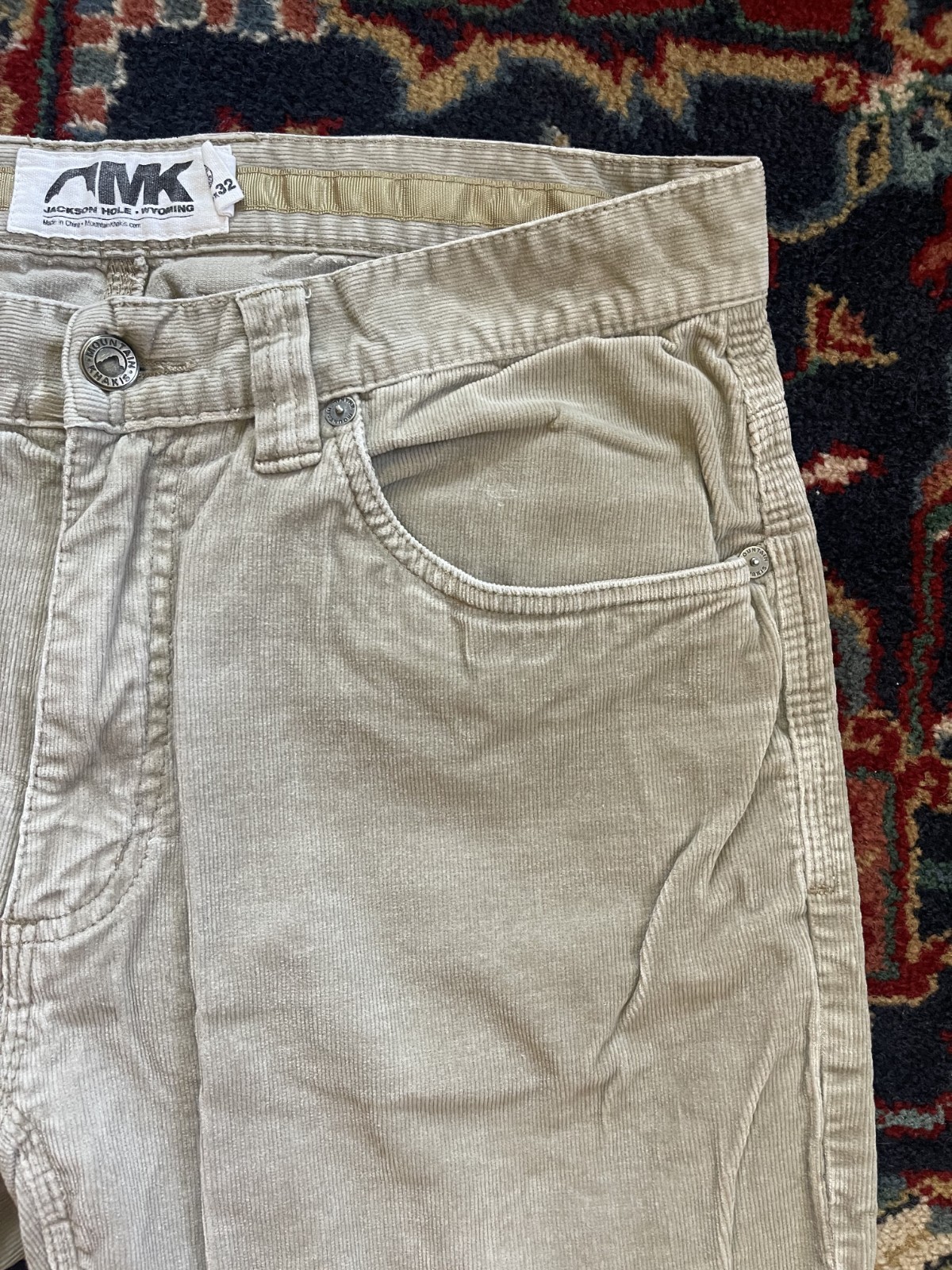Mountain Khakis Men’s Beige Relaxed Fit Flat Front Chino Size 34 x 32