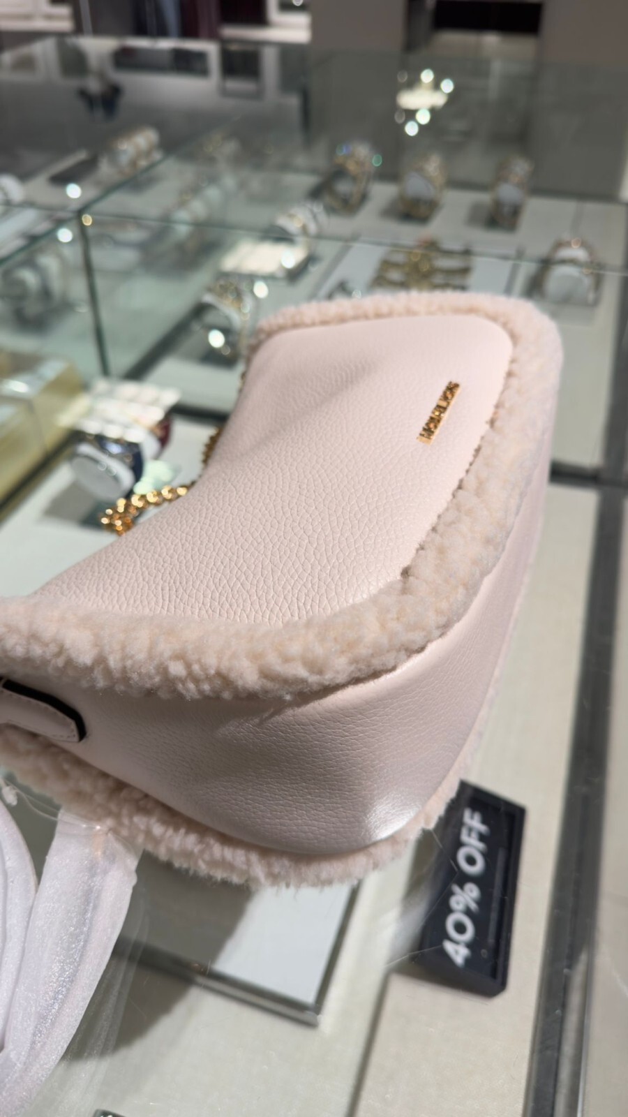 MICHAEL KORS CARMELA MEDIUM LEATHER CHAIN CROSSBODY SHEARLING VARIATION