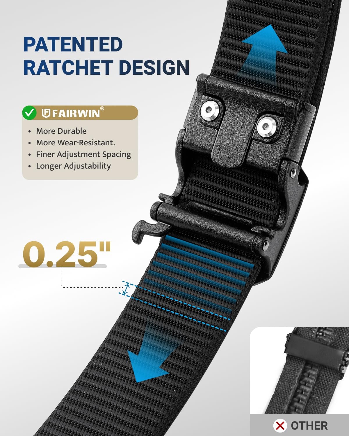 Tactical Belt, Ratchet CCW EDC Stiff Heavy Duty Work 1.5″ Battle Concealed Ca…