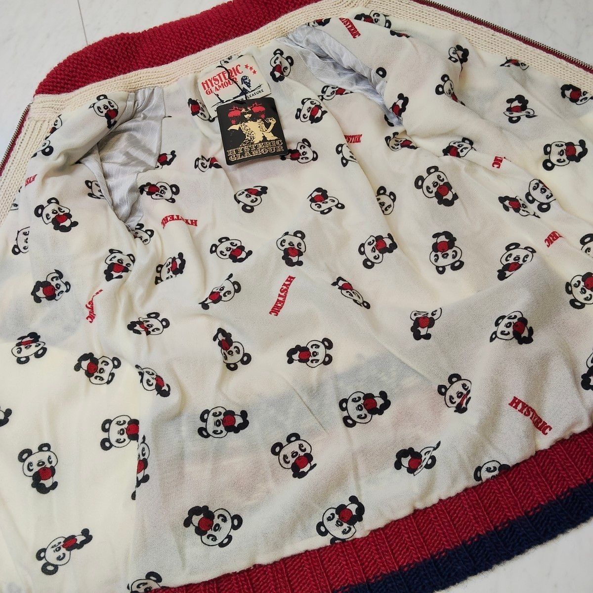 Hysteric Glamour Apple Panda Knit Cowichan Sweater Red One Size Wool Women’s