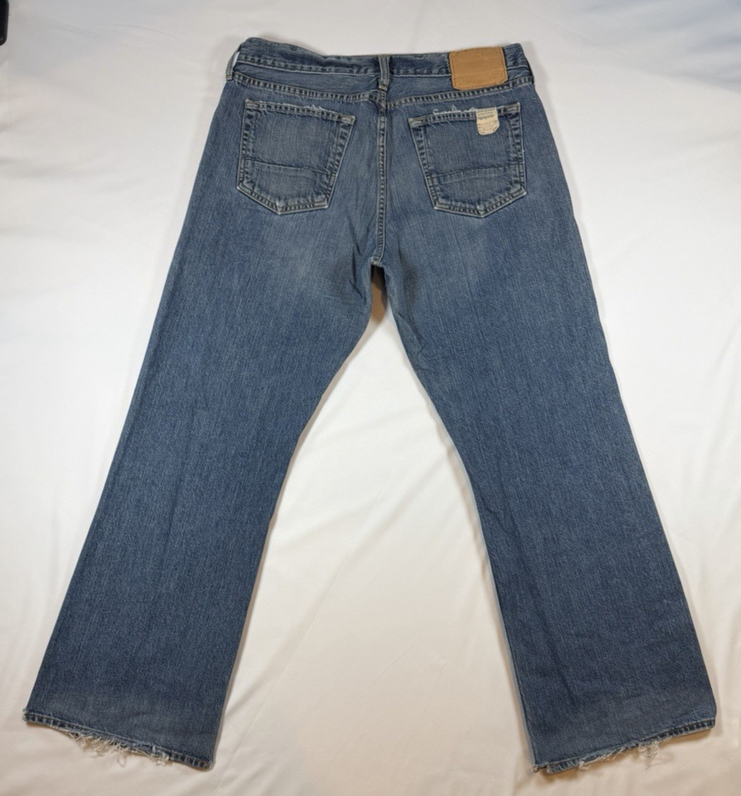 Mens 33×29 Boot Abercombie Fitch Y2K Relaxed Jeans Fade Distressed Western Rodeo