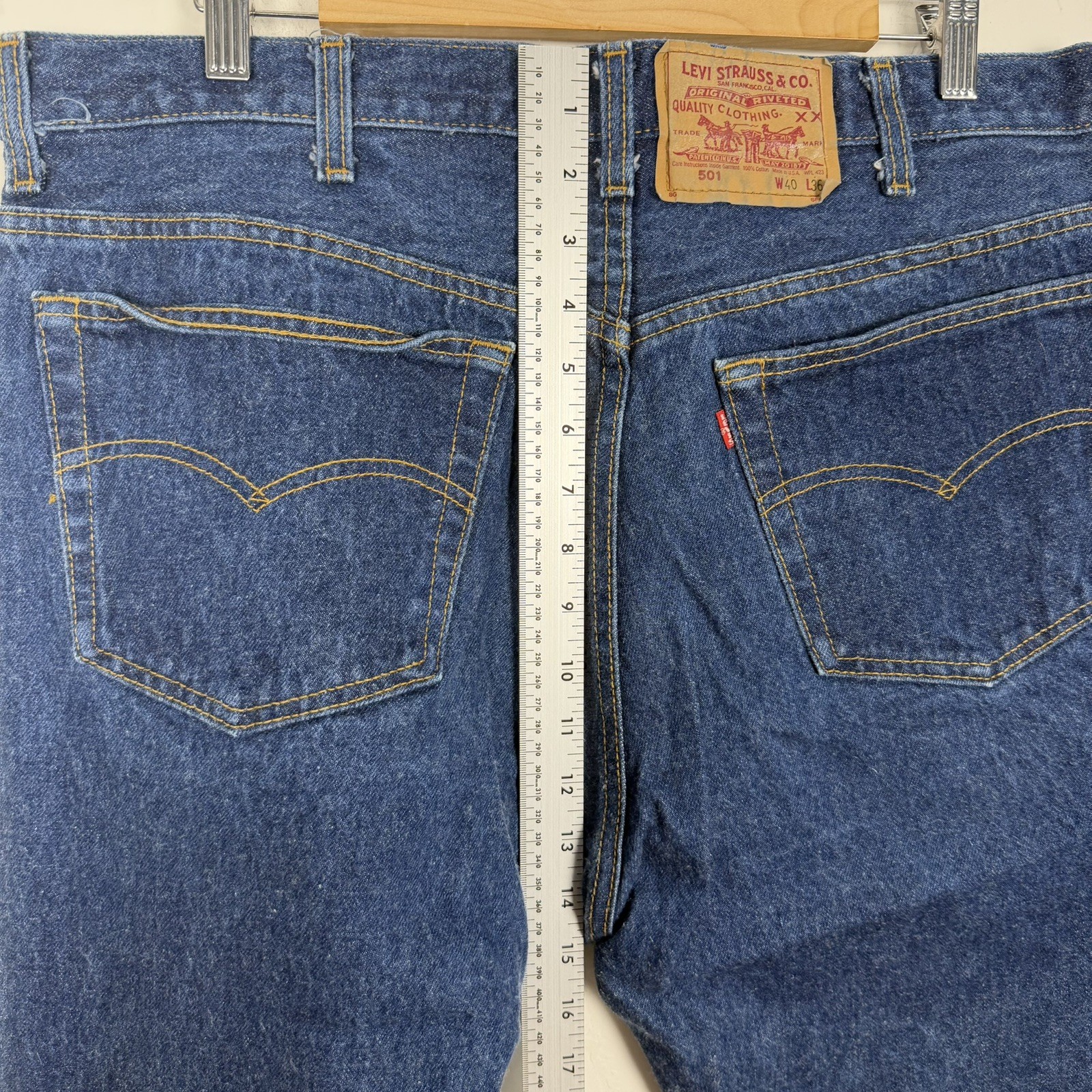 Vintage Levis 501XX Jeans Mens 40×36 Blue Denim USA Made 1991 Red Paper Tag