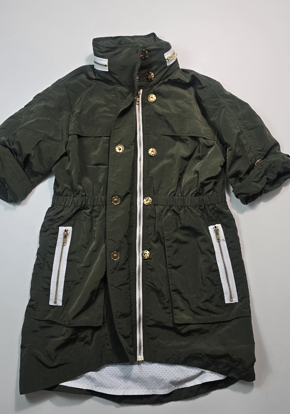 Millard Fillmore MF-13 Green Hooded Anorak Jacket S Mid-Length Zip/Button