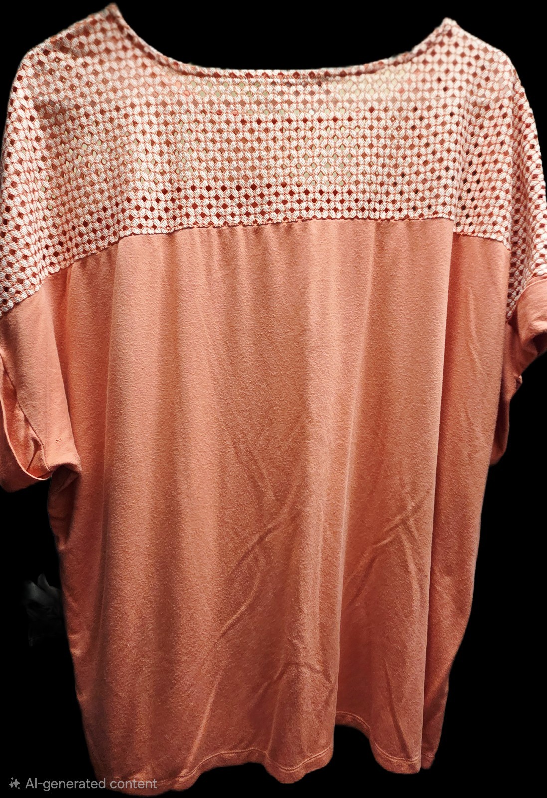 Calvin Klein Blouse~XL~Coral/Peach Shirt/Top~Cap Sleeves~NICE!