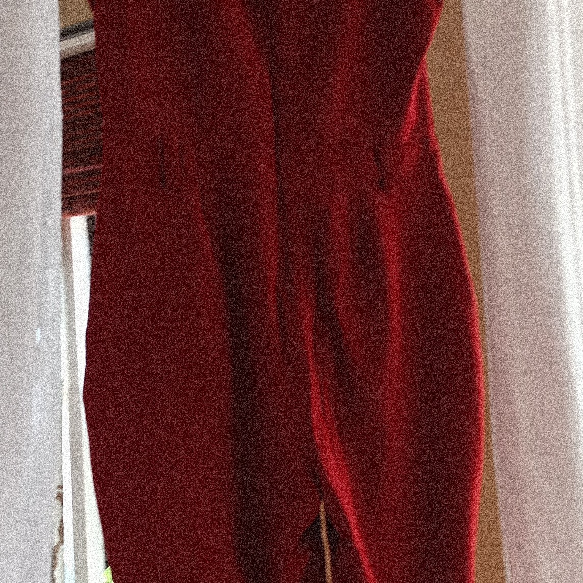 Women’s Red Velvet Jumpsuit One-Piece, Size L Regular, Solid Party/Cocktail