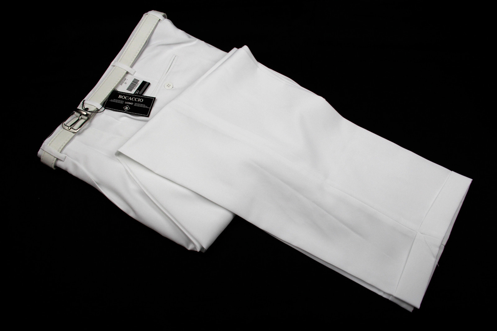 Mens Trousers White Dress Pants Pleated Slacks W/ White Belt New Sizes 30 to 42