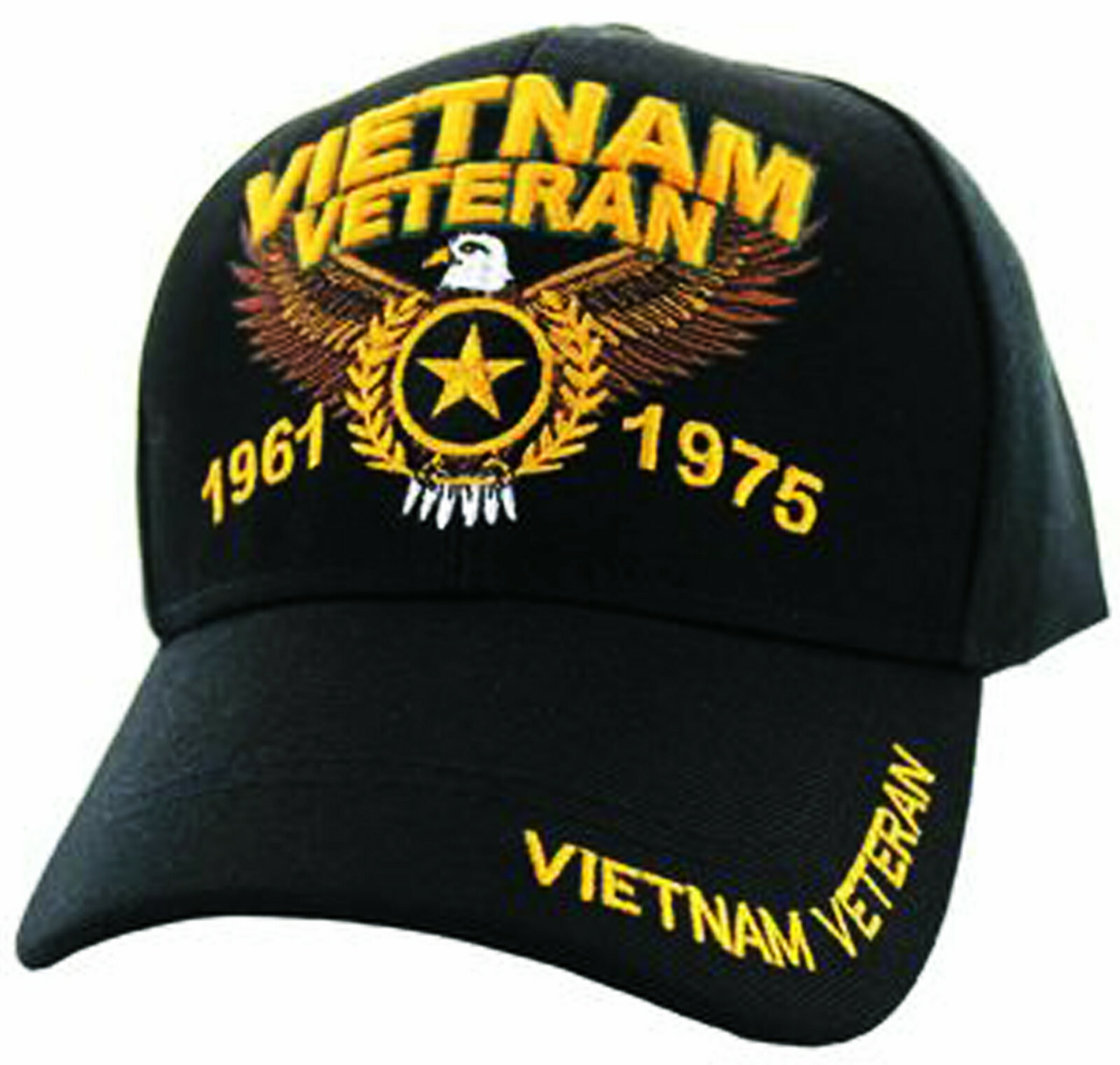 Vietnam Veteran Baseball Cap Black 1961-1975 Military Hat Eagle n Star Men Women
