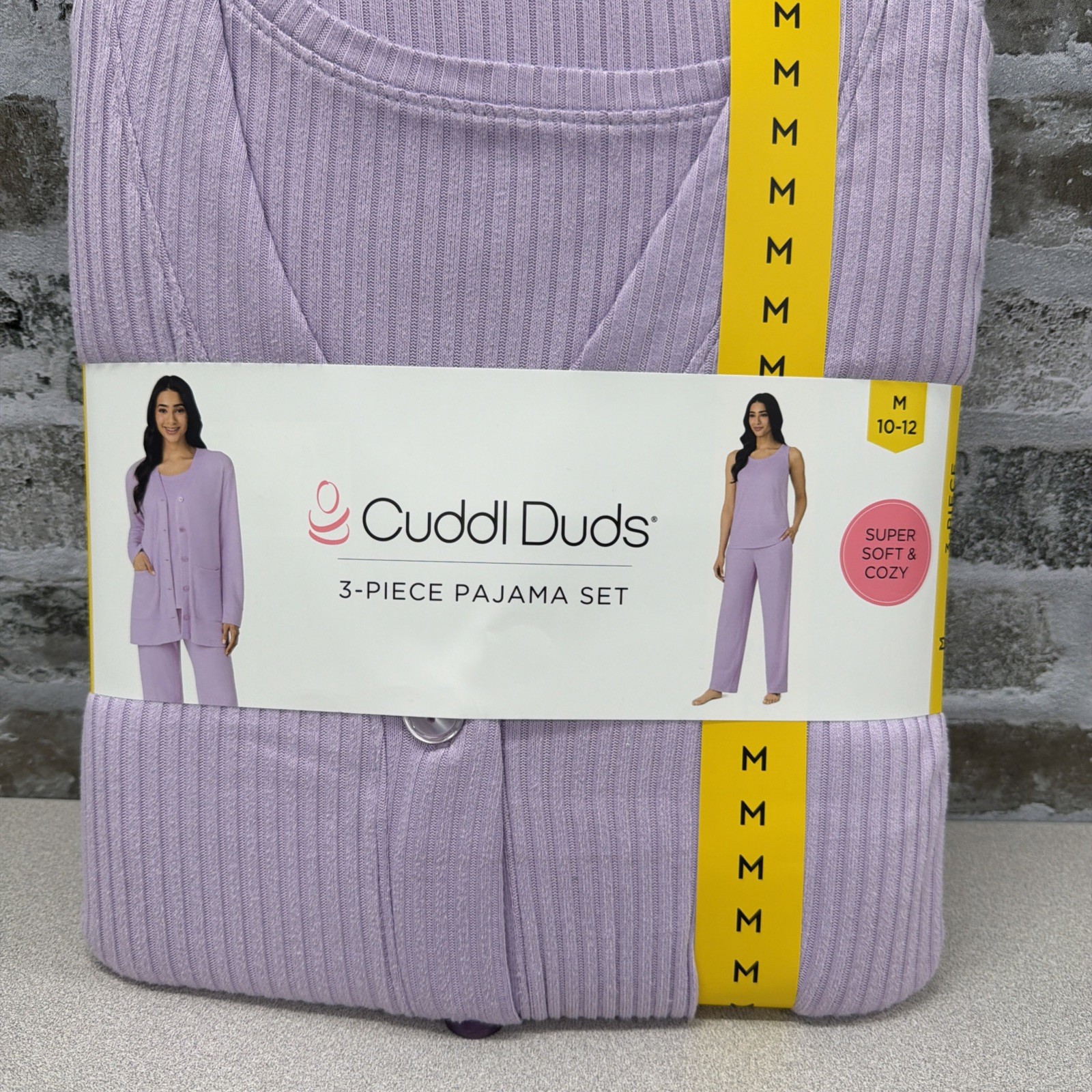 Cuddl duds Lilac 3pc Lounge Set Soft Knit PJ Cardigan Tank Top Pants Sz M