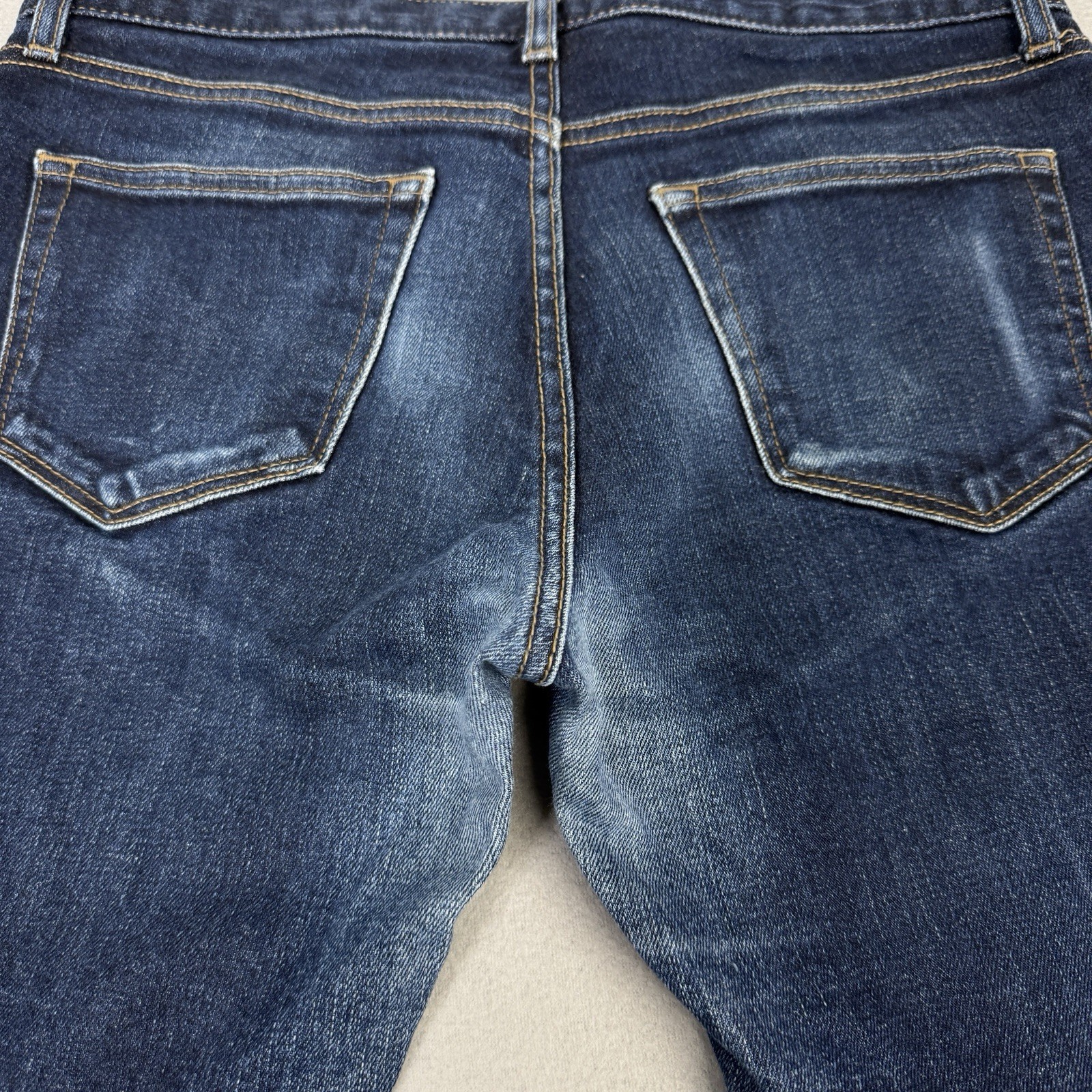 Uniqlo Jeans Mens W32 L32 Blue Slim Fit Straight Selvedge Denim Stretch Zip Fly