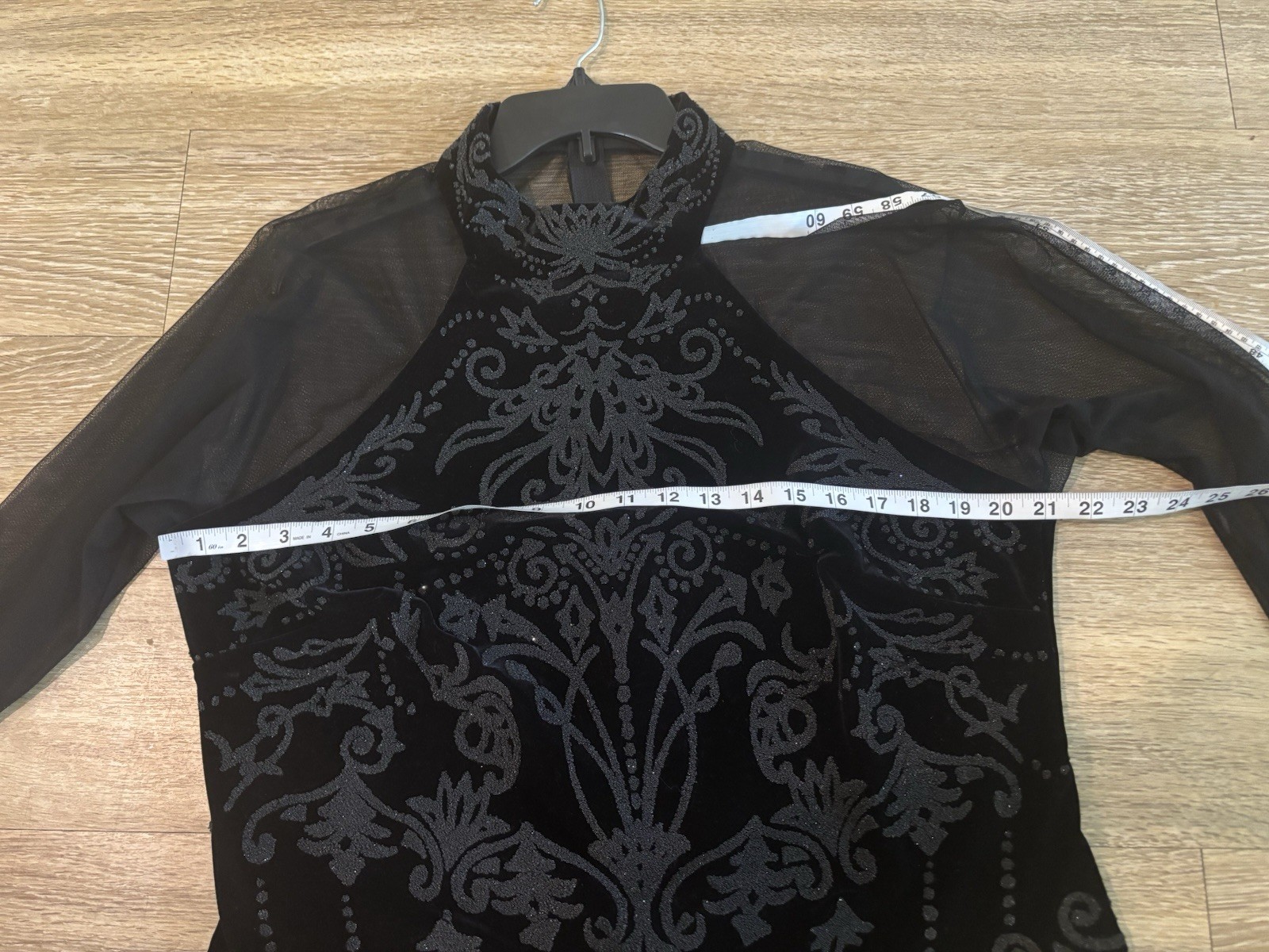 Indie Forest Fairy Gothic Black 2X Velvet Sheer Mesh Baroque Embroidered Blouse