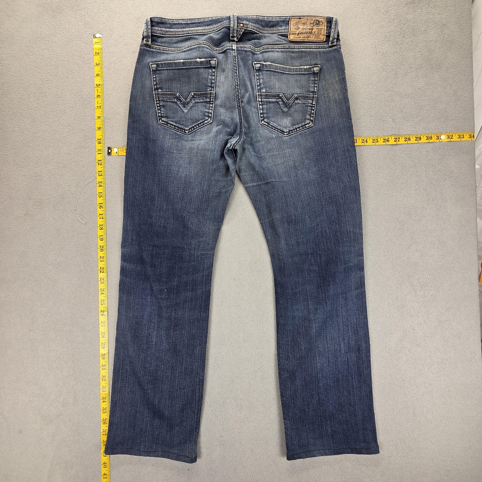 Diesel Jeans Mens 33×32 Blue Larkee Regular Straight Stretch Altered Hem 008B2