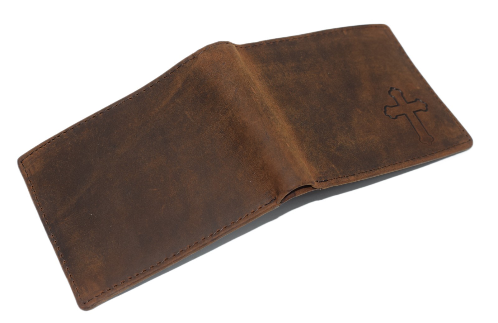 MARSHAL RFID Blocking Cross Vintage Leather Bifold Wallet for Men