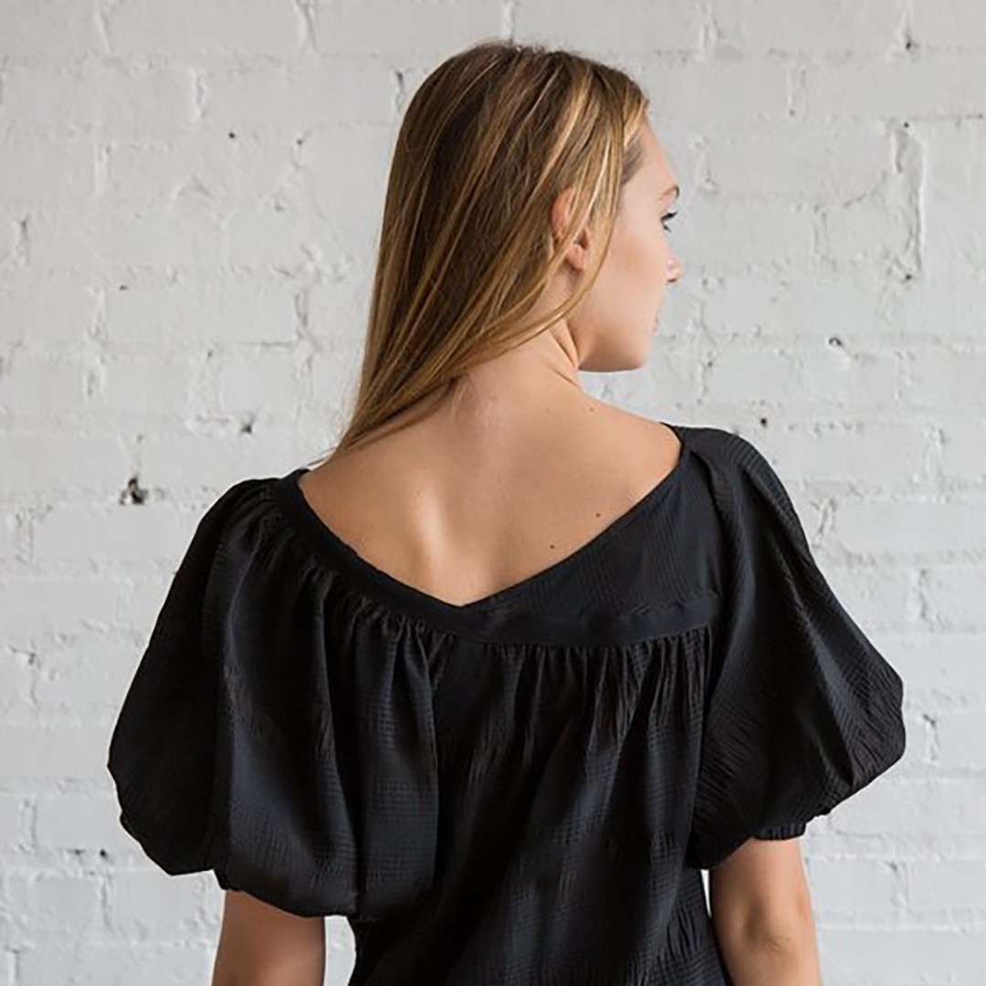 Rachel Comey delirium black cotton top blouse dress la garconne 0 2 XS S