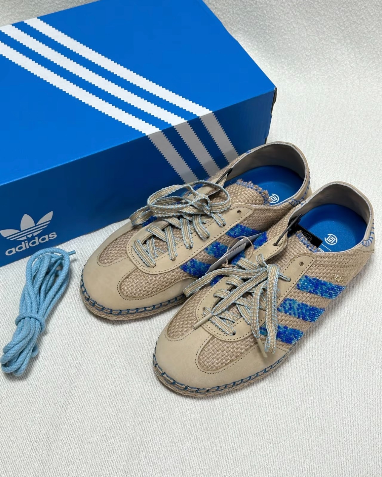 adidas CLOT x Gazelle Linen Khaki Light Blue – IH 3641