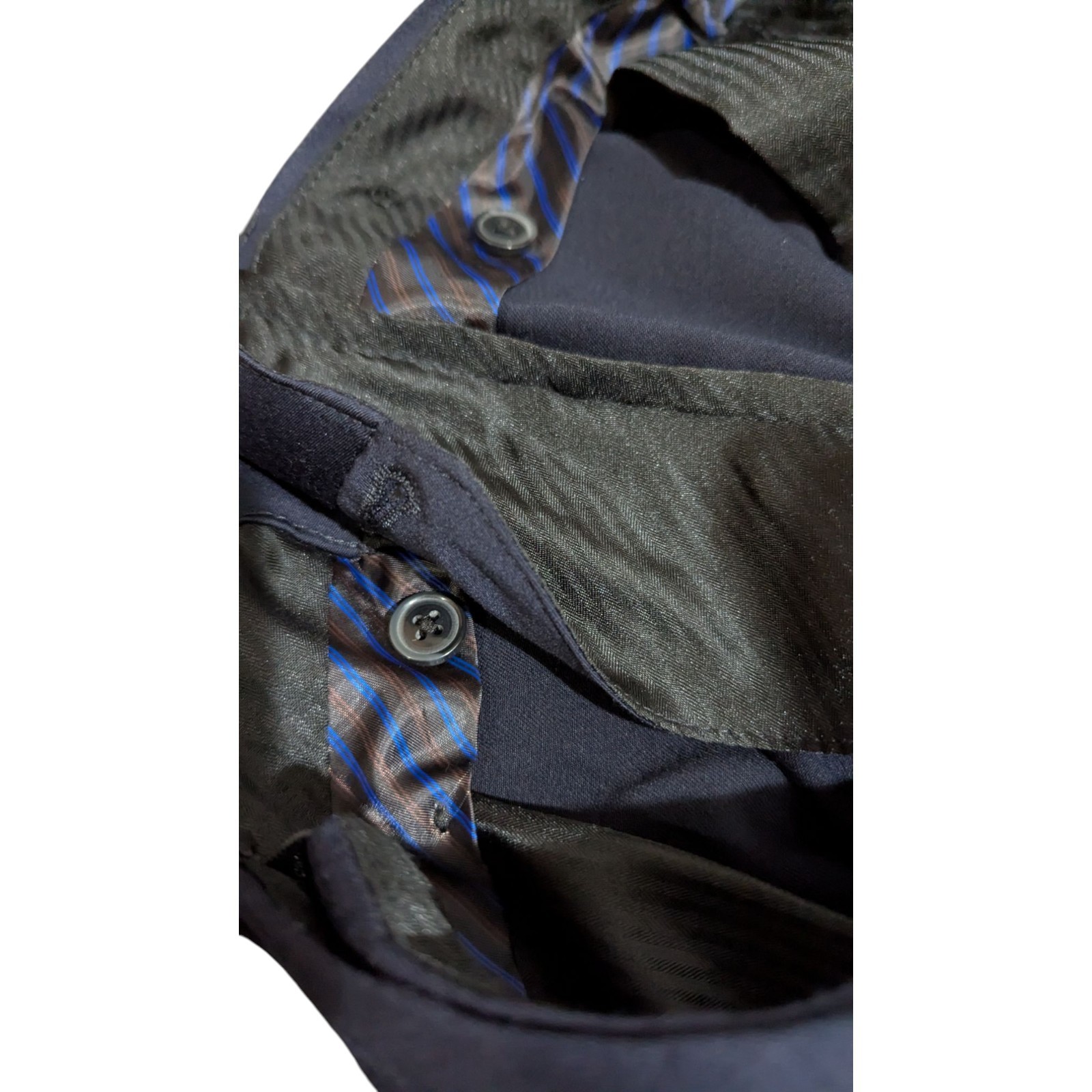 GS Perfect Mens Pants 50×30 Navy Blue Straight Cuffed Ends Stretch Waist