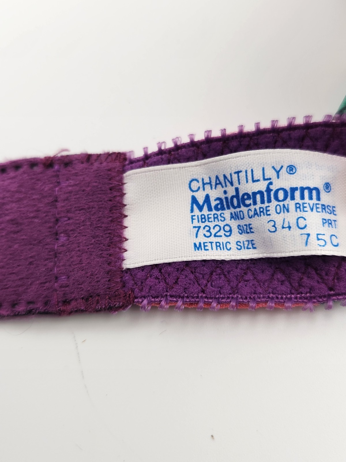 Vintage Maidenform Chantilly Underwire Lace Purple Floral Unpadded Bra 34C NEW