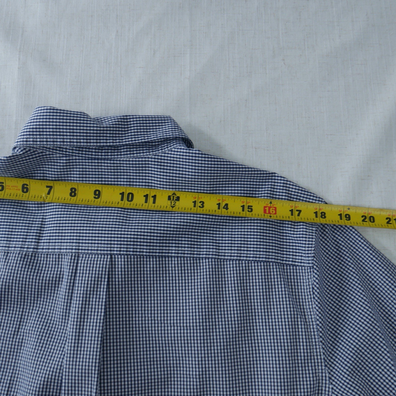 Chaps Womens Button Down Shirt M Blue Navy White Gingham Check Long Sleeve
