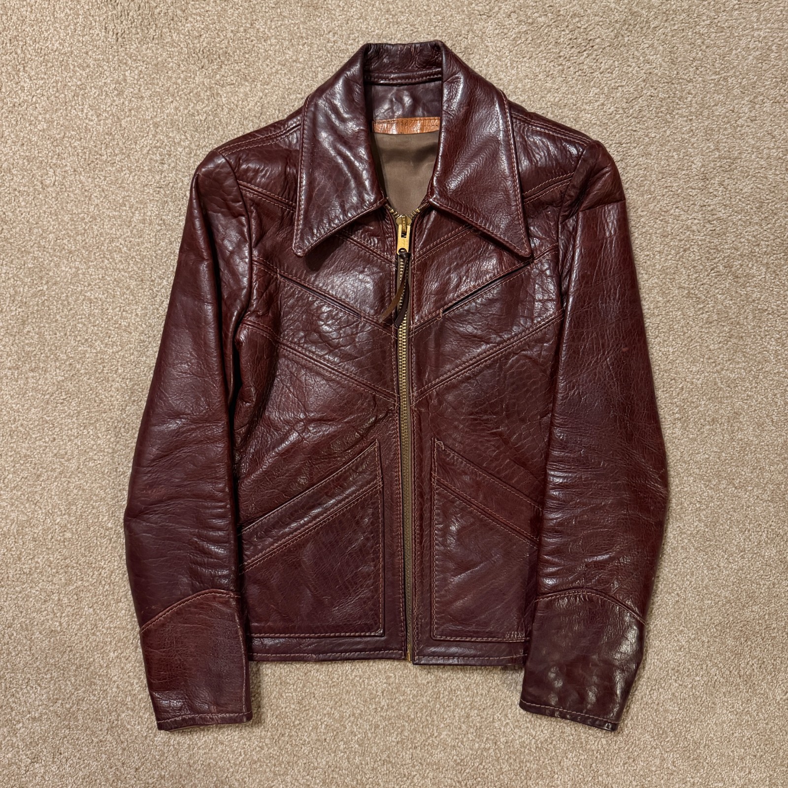 1970’s Oshwahkon Bison Leather Jacket Burgandy XS