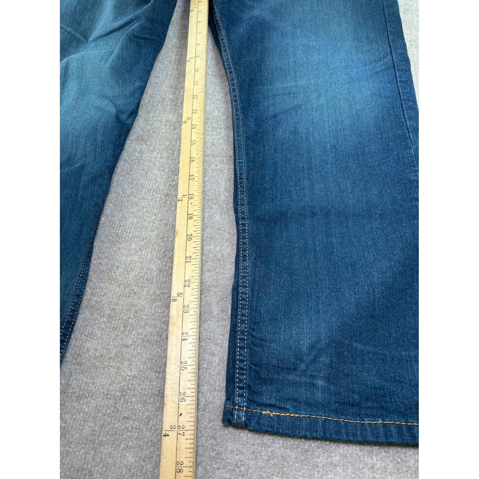 Levis 502 Regular Taper Jeans Mens 42×30 Medium Wash Blue Denim Stretch 29507