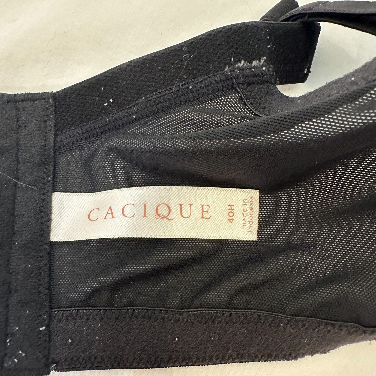 Cacique 40H Modern Lace Covered Full Balconette Bra Black Nude Underwire Plus