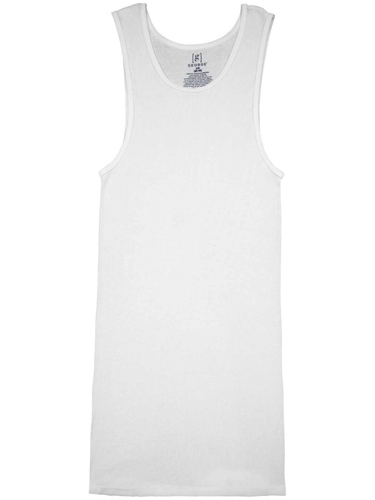 NEW! George Tag Free Comfort A-Shirt Men’s, X-Large WHITE, 6-Pack,