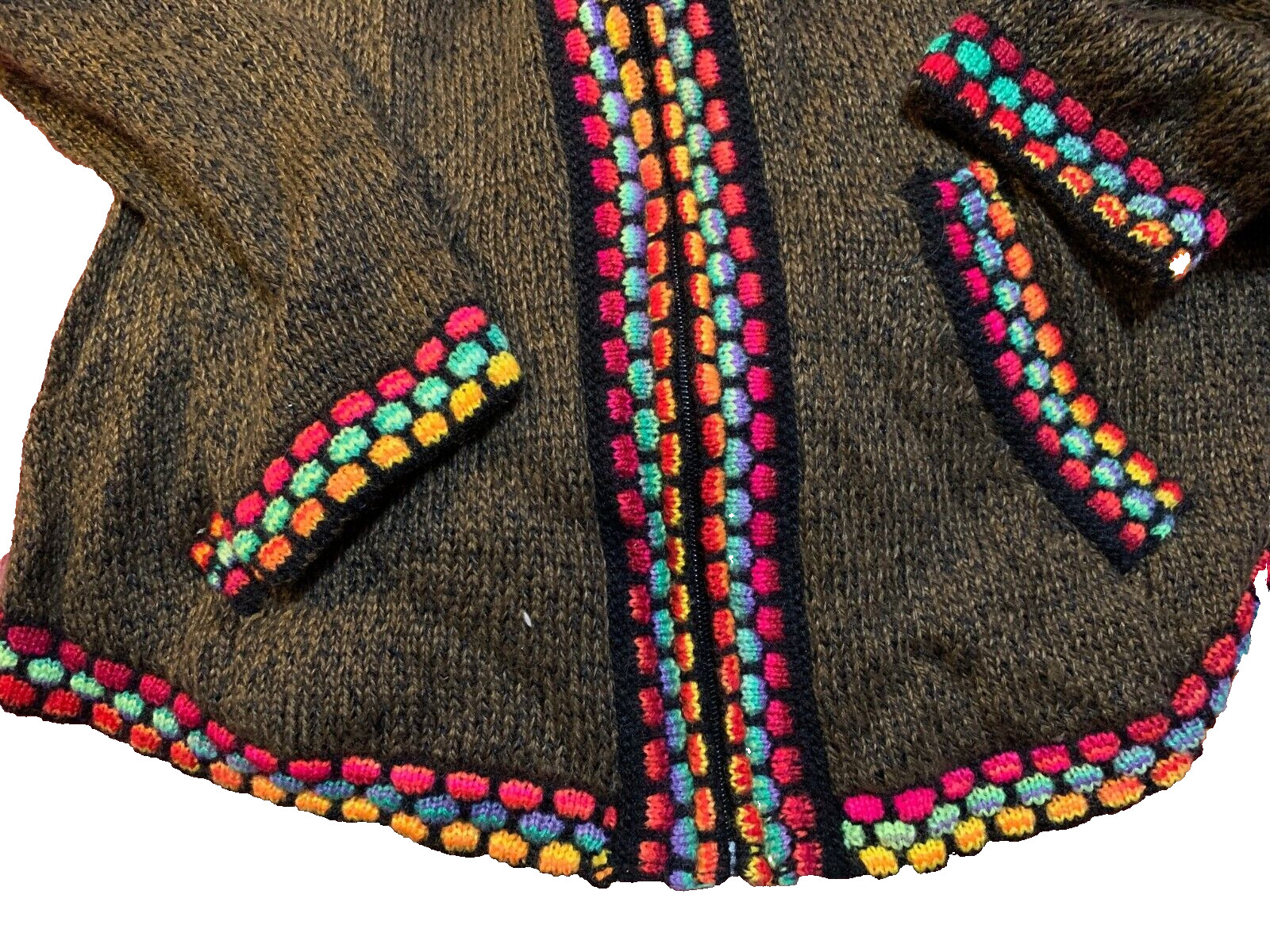 Alpaca 100% Albinaas Peru NEW Women’s Sweater Zip/Pocket Jacket M/ AS-531-2