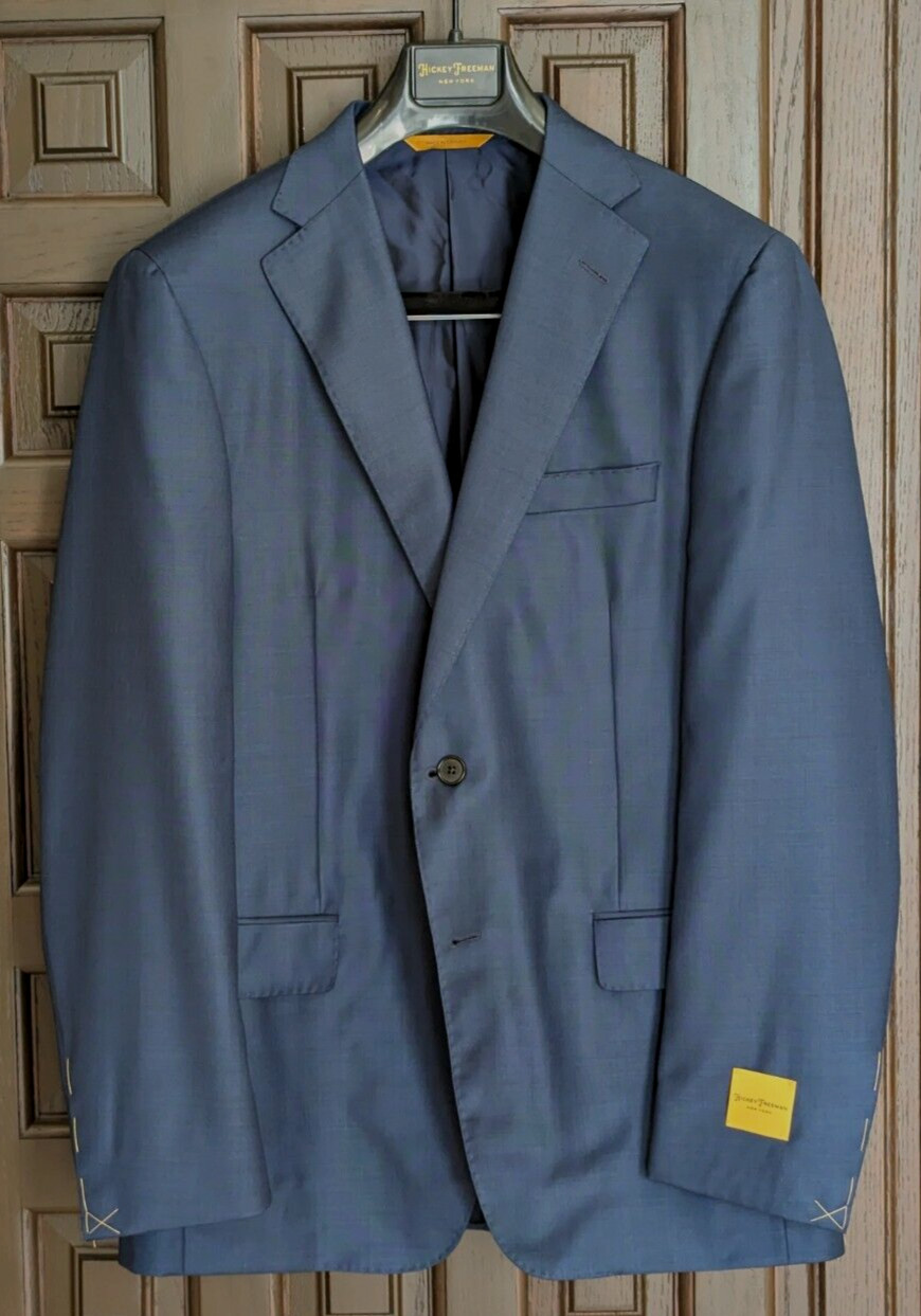 HICKEY FREEMAN B Fit Super 110’s Blue Suit Jacket, Size 42R