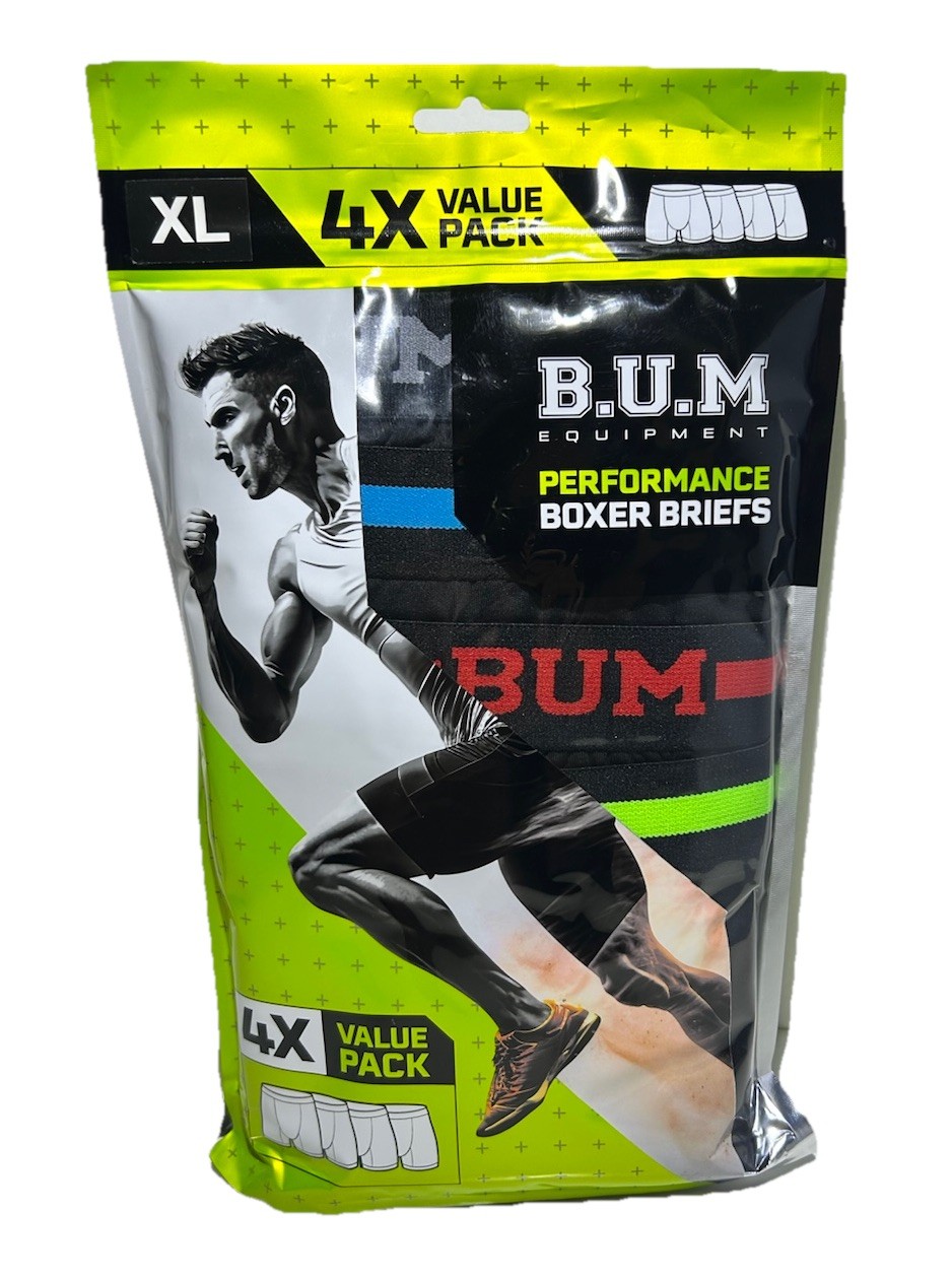 New BUM Equipment Men 4 Pack Value Boxer Briefs Sizes S, M, L, XL