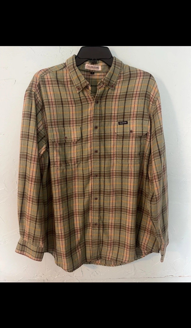 Fieldstone L Flannel Button Up Shirt Long Sleeve Men’s Large