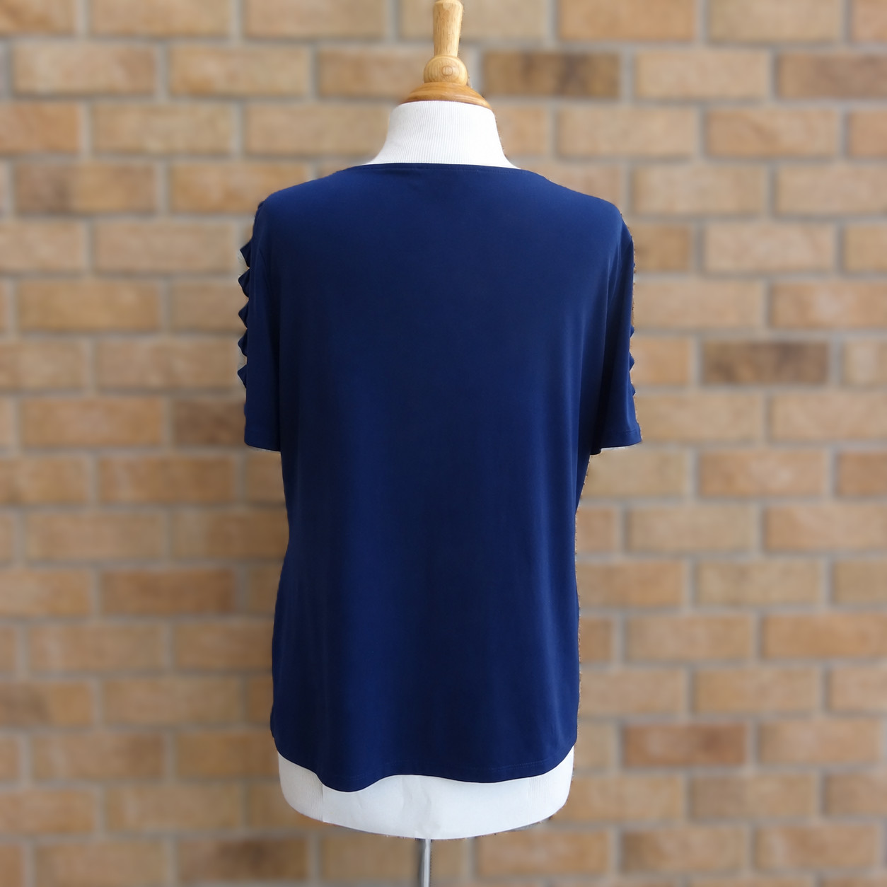 Michael Kors Navy Blue Twist Detail Cutout Sleeve Knit Top Women’s Large