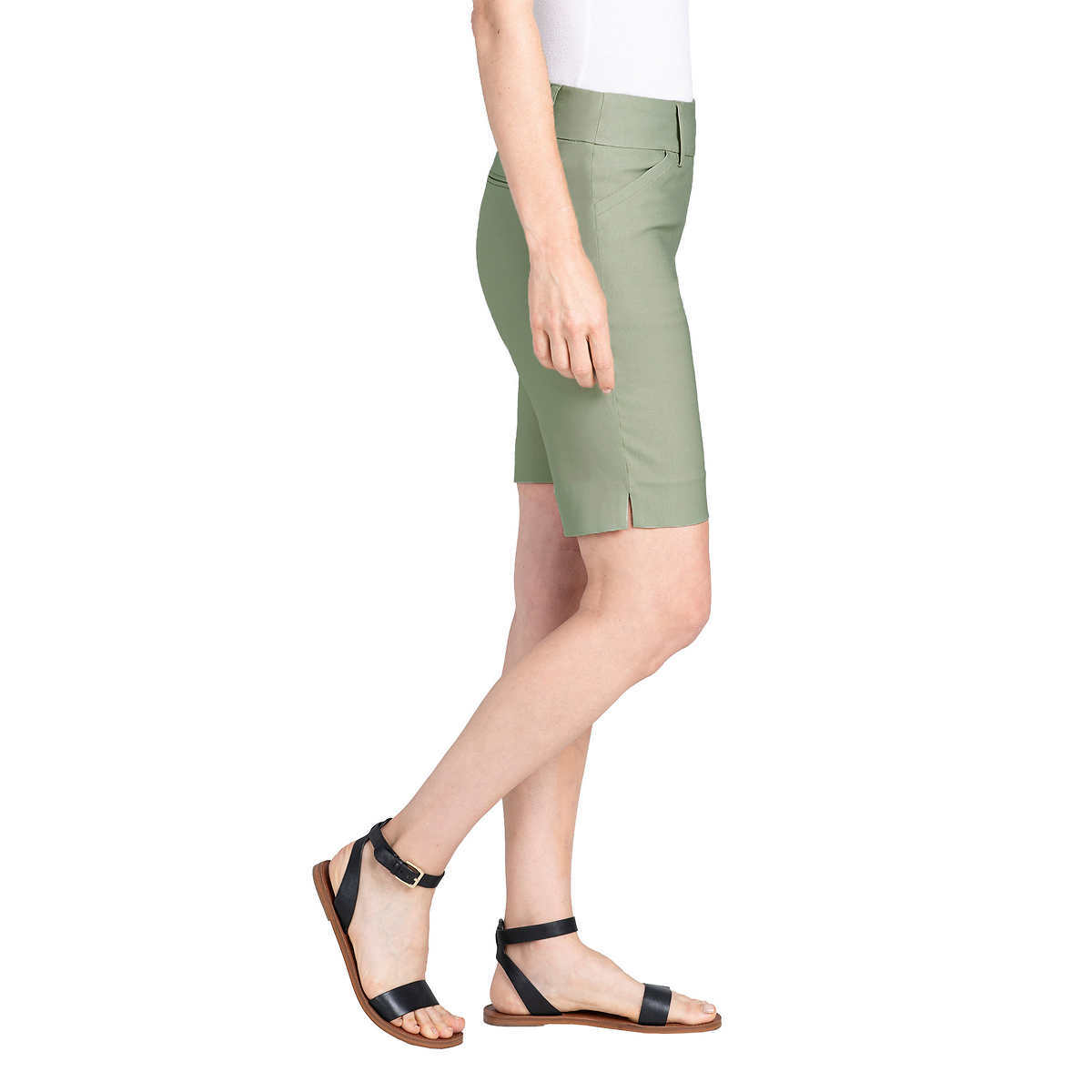 Hilary Radley Women’s Bermuda Shorts Easy Comfort Fit Pull-On Olive Green