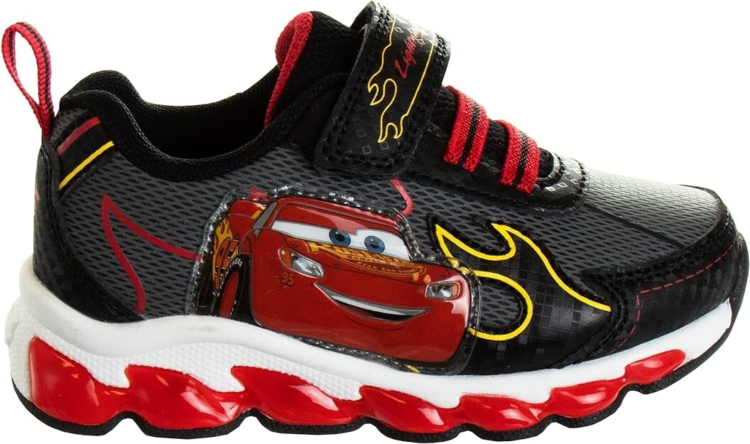New Disney Pixar Cars Little Boys Black/Red Lighted Sneaker 6 7 8 9 10 11 12