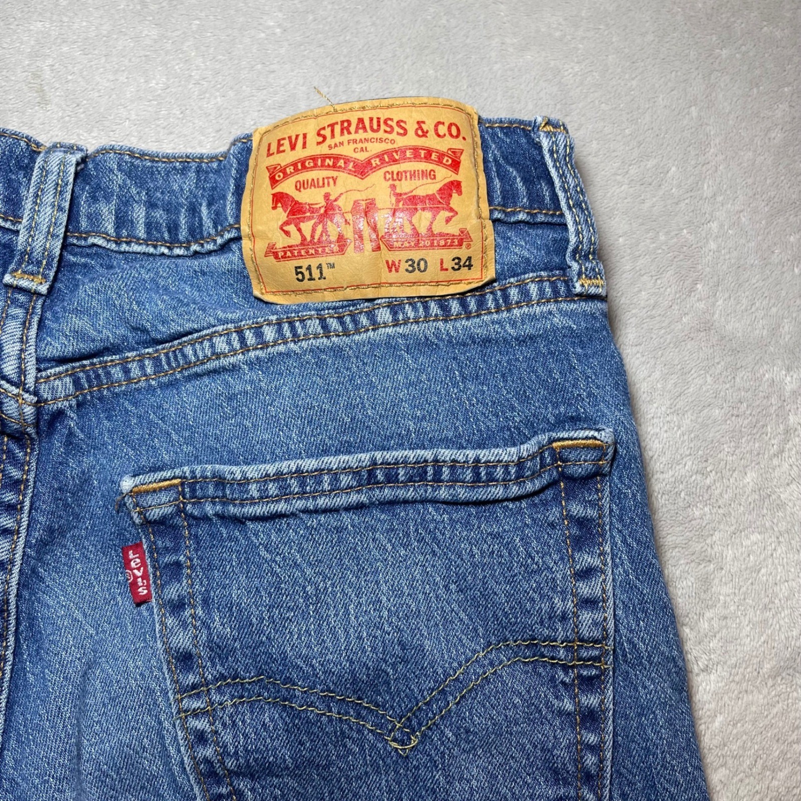 Levis 511 Jeans Mens 30×34 Blue Slim Fit Medium Wash Denim Stretch Low Rise