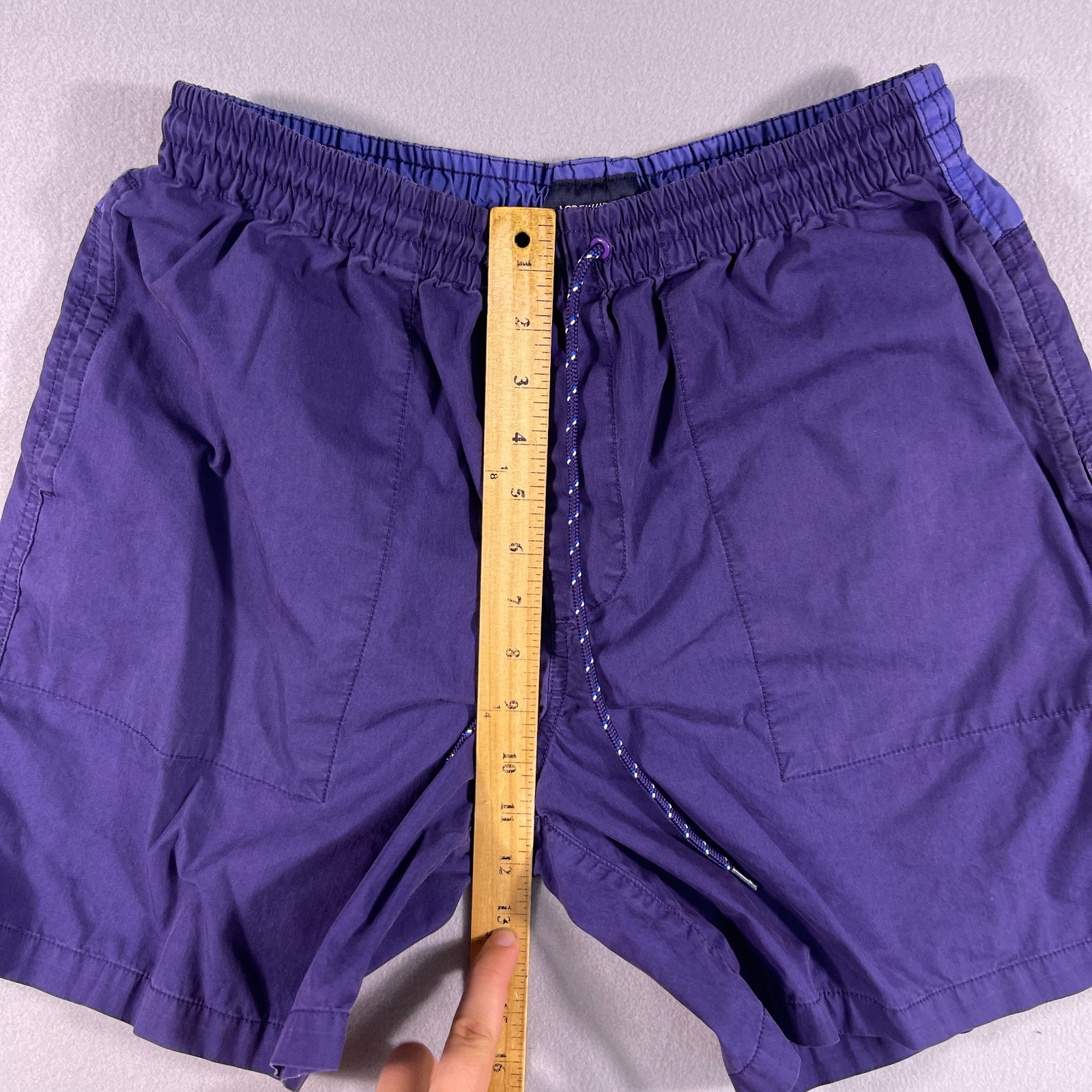 J Crew Climbing Shorts Mens Medium Blue Drawstring Hiking Baggies 6″ Inseam