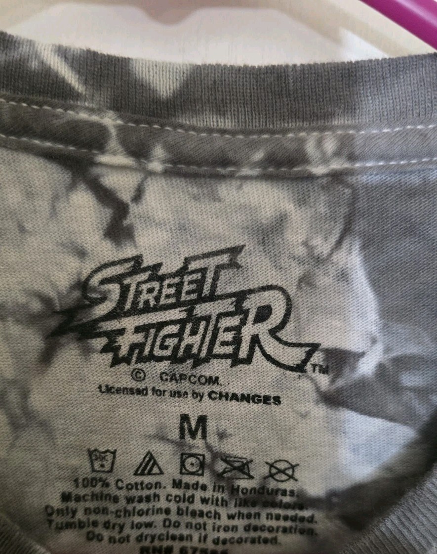 RARE CAPCOM Street Fighter II Press Start 8-Bit Neon Tie-Dye Tee – Size M