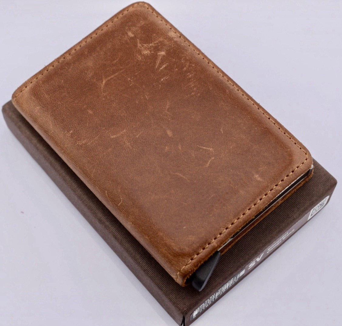 Secrid SV Men’s Aluminium Slim Wallet Vintage Brown RFID Safe Card Case