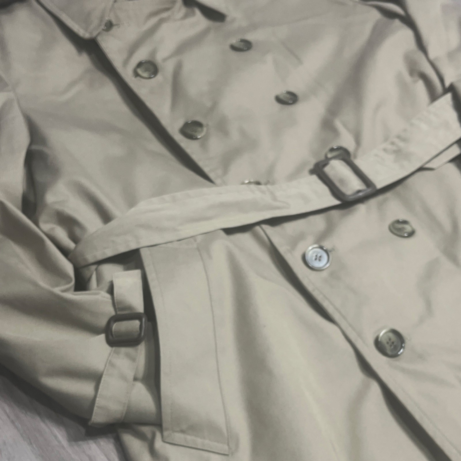 London Fog Men’s Khaki Trench Coat Button Belt Removable Liner Long Size 42