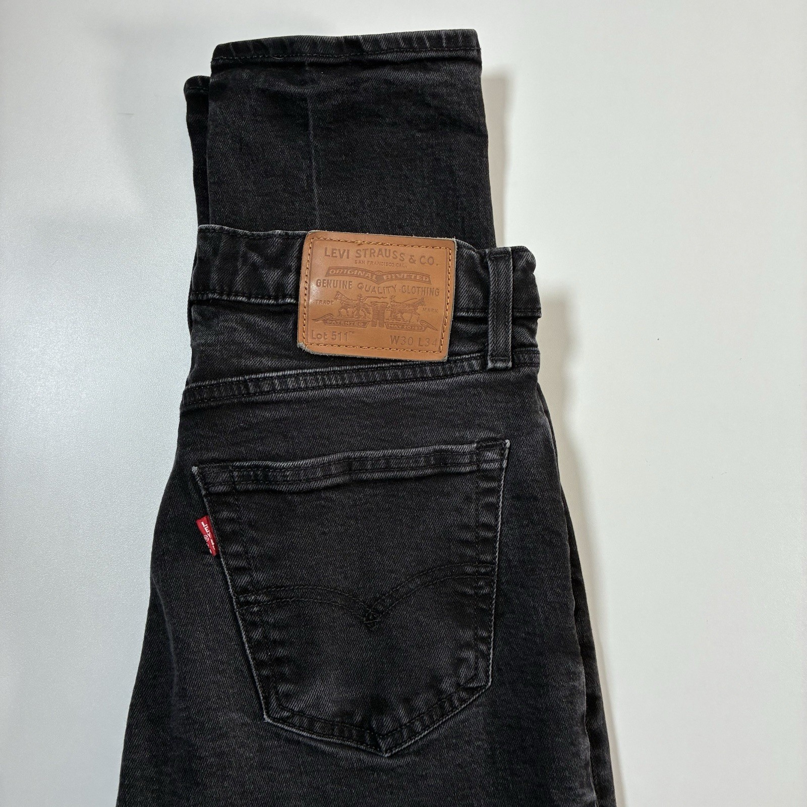 Levi’s Premium 511 Jeans 29×32 Black Stretch Denim Cowboy USA (Tag 30×34)