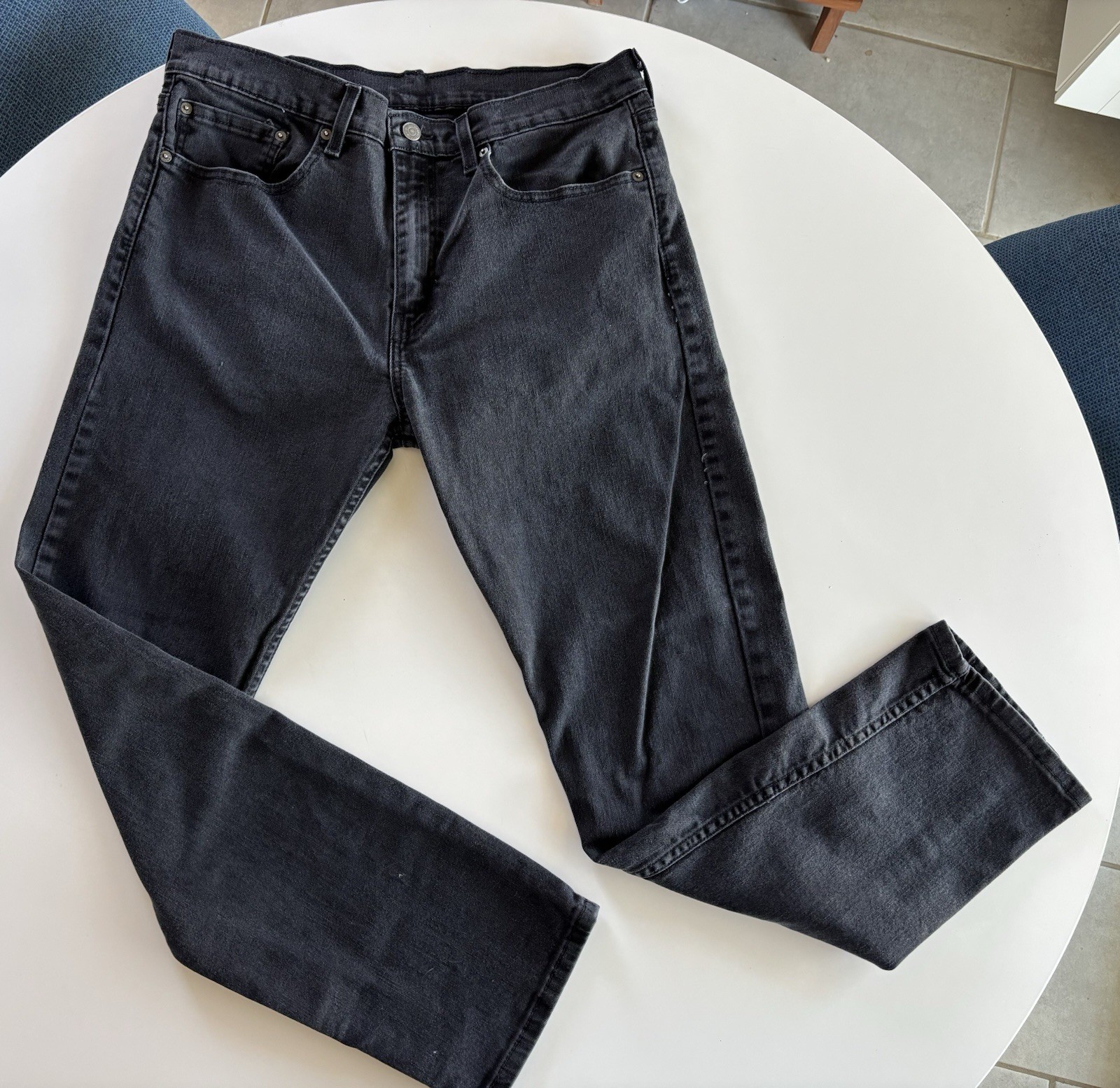 Mens Levis 502 Regular Taper Stretch Jeans Black 34×29.5
