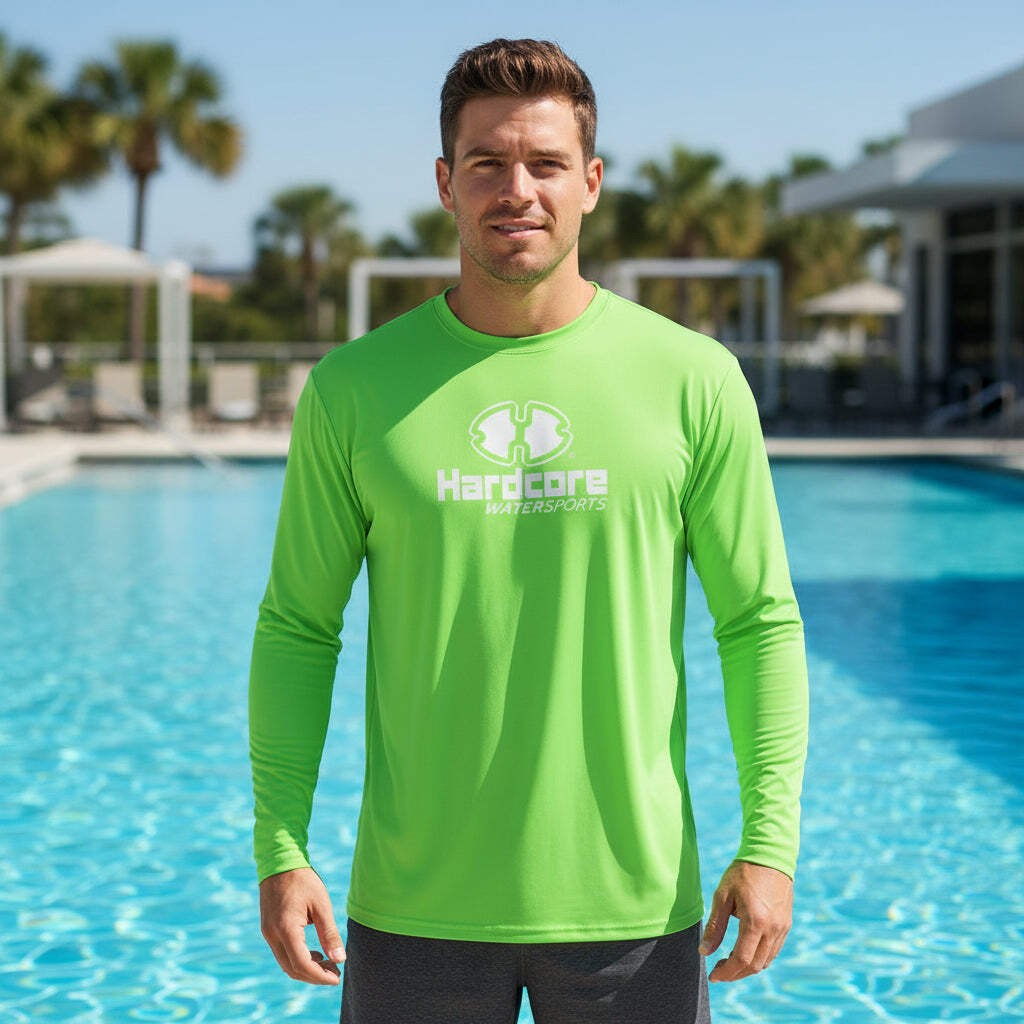 Hardcore Men’s Long Sleeve Rash Guard Surf Shirt – Relaxed Fit Swimwear Designed