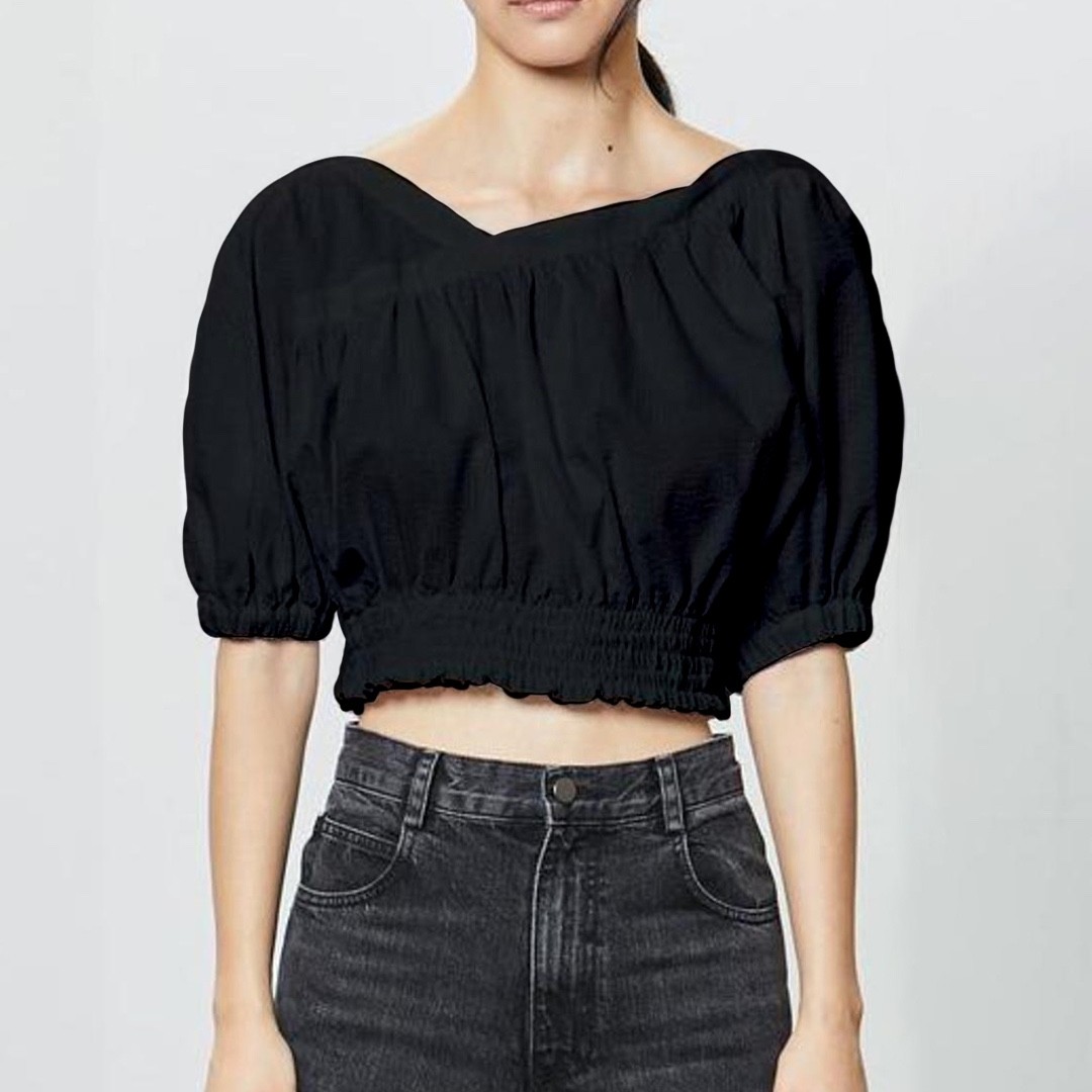 Rachel Comey delirium black cotton top blouse dress la garconne 0 2 XS S