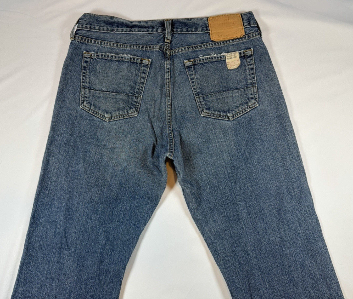 Mens 33×29 Boot Abercombie Fitch Y2K Relaxed Jeans Fade Distressed Western Rodeo