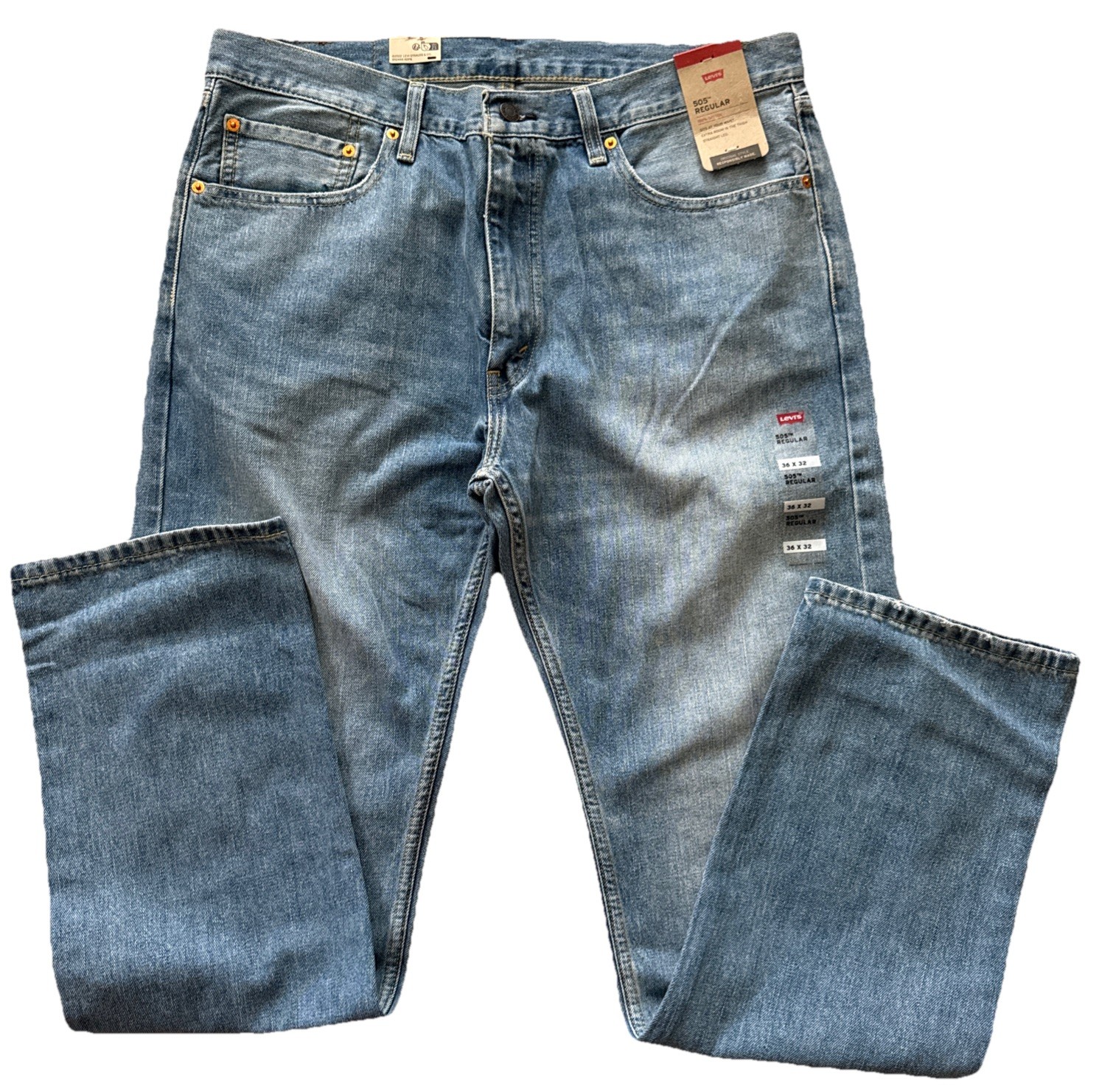 New Levi’s 505 Regular Fit Men’s Jeans – Kalsomine – Light Wash – Size: 36 X 32
