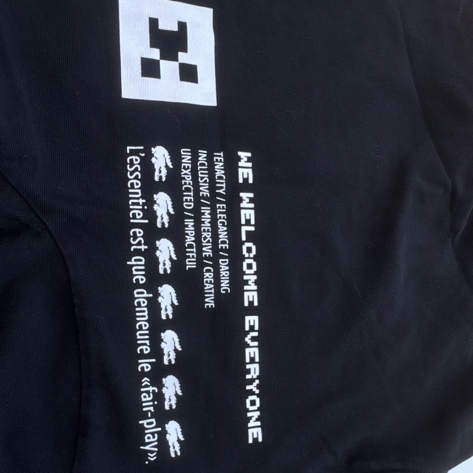 Lacoste x Minecraft women low cut Black Oversized Crew Neck T-Shirt Size 38