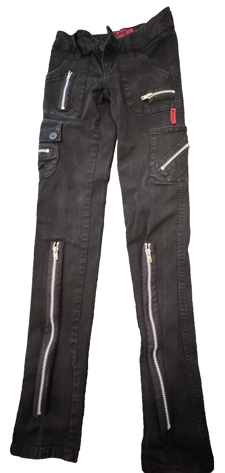 Tripp NYC Black Cargo Pants Size 0 Multi Zipper Y2K Goth Punk Sz 0 China