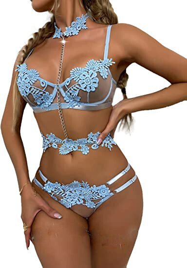 Sexy-Lingerie Nightwear Underwear G-string Babydoll Women Lace Bra Sleepwear Set