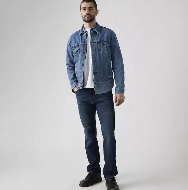 Levi 505 Regular Men’s Jeans, Nail Loop Knot Dark Wash Stretch Color, (New)