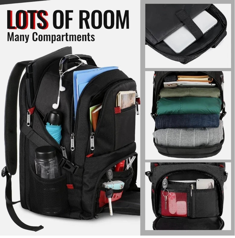 50L Extra Large Travel Backpack – Water Resistant Laptop Bag with Shoe Compartme