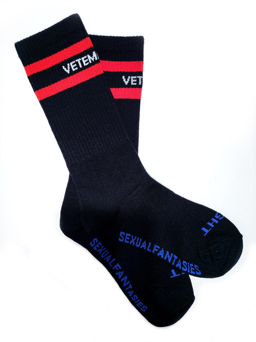 VETEMENTS Sexual Fantasies Men’s Socks – Black – One Size – Free Shipping