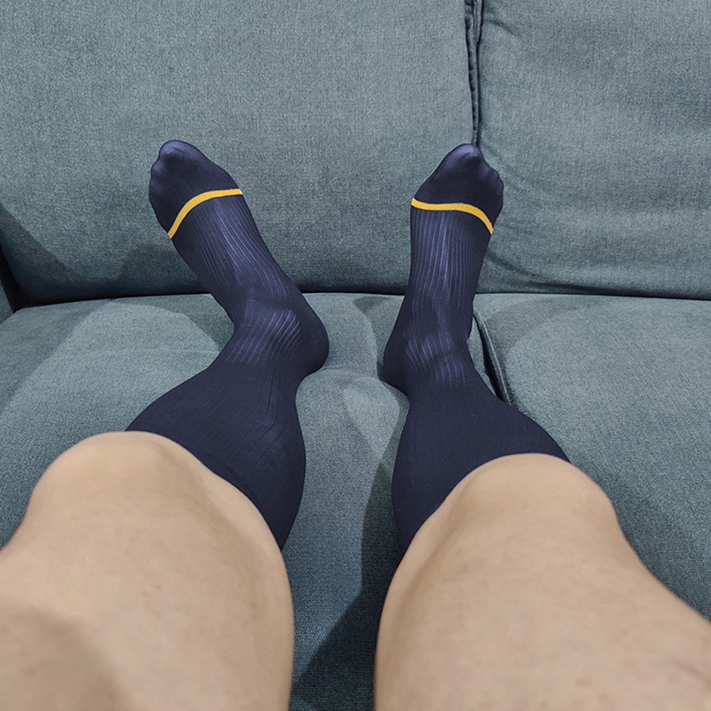 Durable Stripe Sheer Socks A Pair All Seasons Breathable Comfortable Men